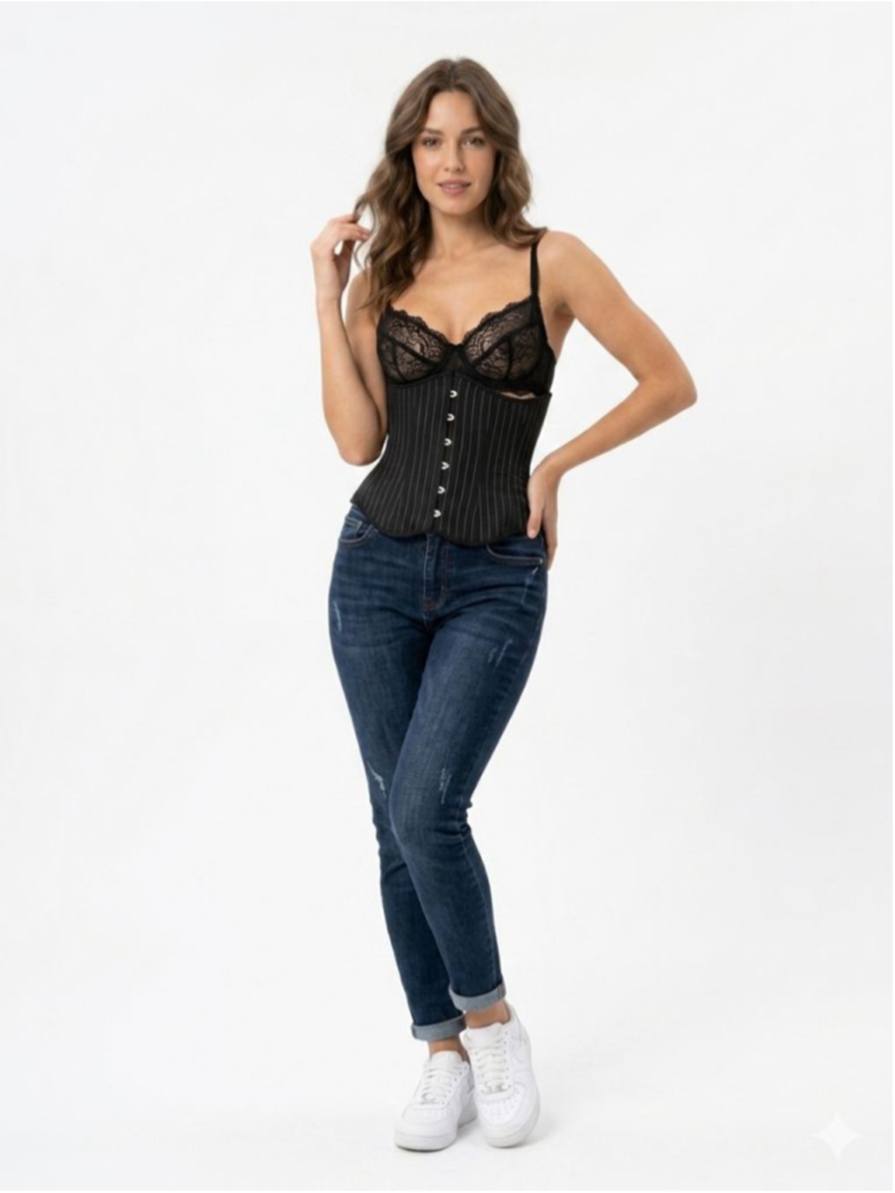 Women's Black Iris Corsets Black Pinstripe Corset 30A